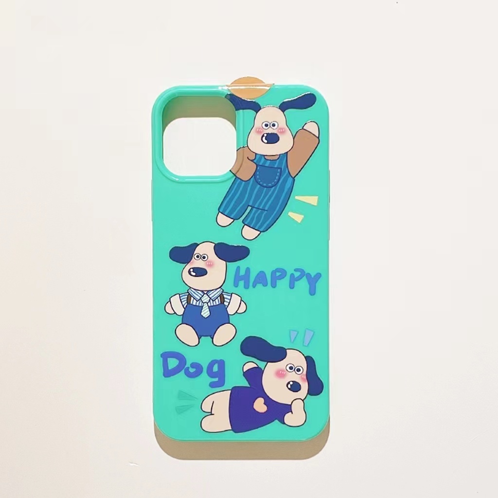 IPHONE Ins Pola Puppy Cocok Untuk Iphone14 14pro 14plus 13 13mini 13pro 13prm iPhone12 7Plus 8Plus Xr XS 13 12mini Pro Max Empat Sudut Casing Ponsel Tahan Guncangan