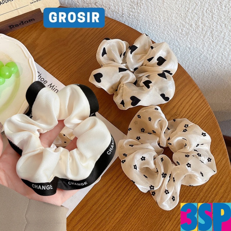 3SP | AR113 Ikat Rambut Korea Karet Scrunchie Jumbo Premium Aksesoris Rambut Wanita Fashion
