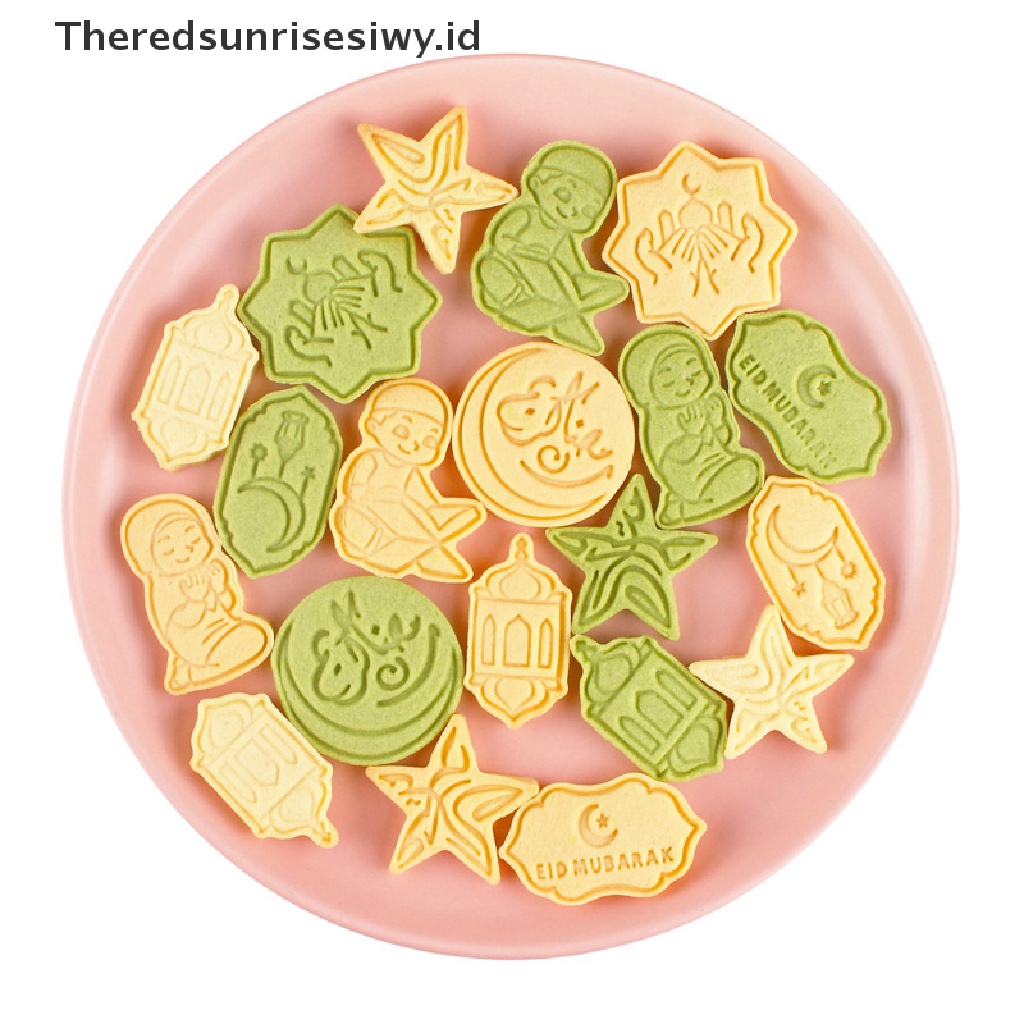 # New # 6/8pcs/set Pemotong Kue Kering Kartun Eid Mubarak DIY Alat Baking Ramadhan Plastik~