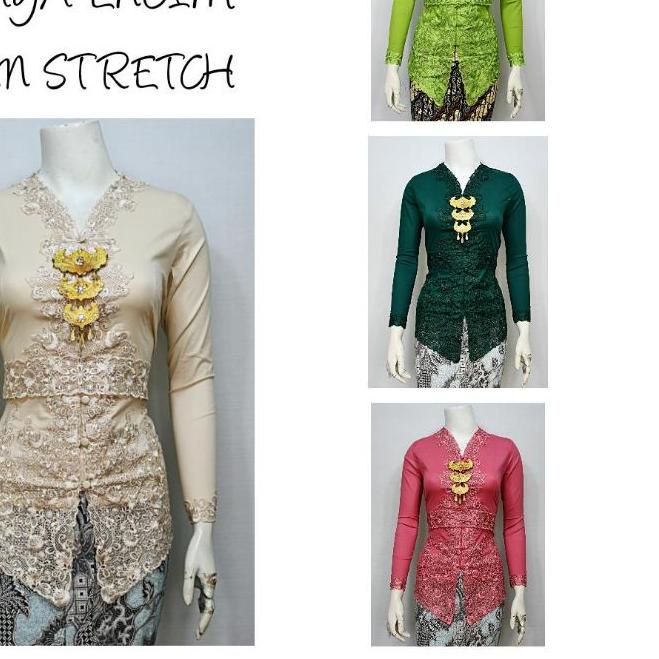 ✥ Indah KEBAYA ENCIM MODERN LENGAN PANJANG BORDIR SENADA KATUN STRETCH KEBAYA WISUDA KEBAYA KATUN KE