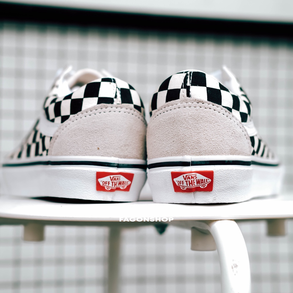 VANS OLDSKOOL PRIMARY CHECKERBOARD WHITE GREY BLACK ORIGINAL 100%