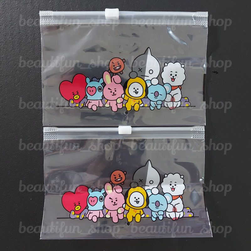 Pouch zipper bt21 bts | ziplock pouch transparant | pouch transparan bts | kantong ziplock makeup po