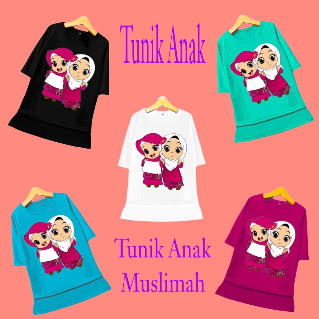 Hzl_outfit Tunik Kaos Anak Perempuan Hijab Kebanggan Semu/Tunik Anak Anak Perempuan