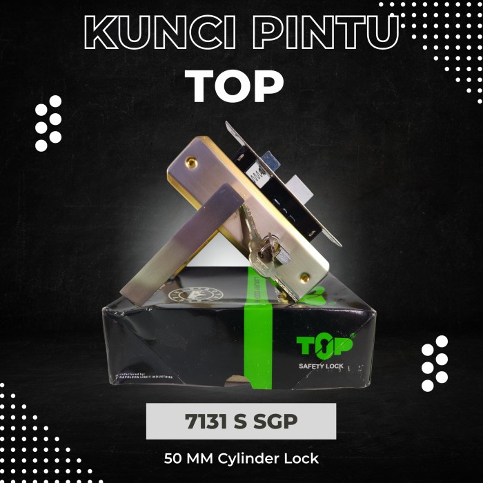 Kunci Pintu Kecil TOP Royale Series 7131 S BNS SN 50 MM Cylinder Lock