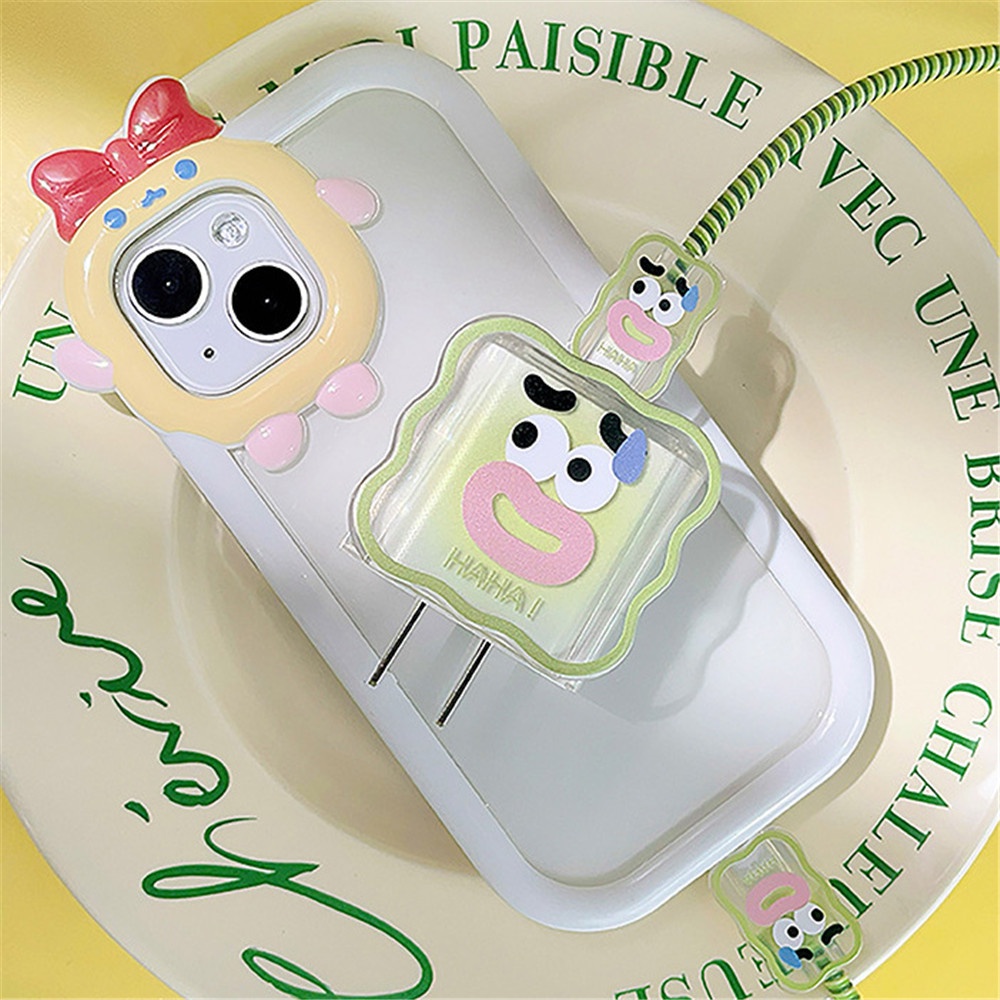 Casing Pelindung Bahan Silikon Lembut Kabel Data Dan Kepala Cas Lucu Untuk Charger iPhone 18w/20w