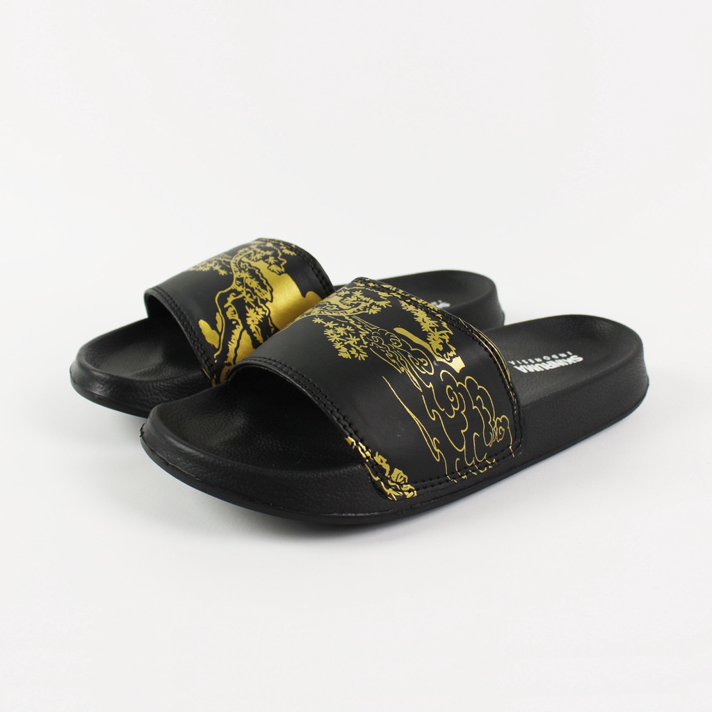 Sendal Slop Pria Wanita SKINRUMA Tree Hitam Gold / Slip On Pria / Slide Pria / Sendal Outdoor / Sendal Cowok