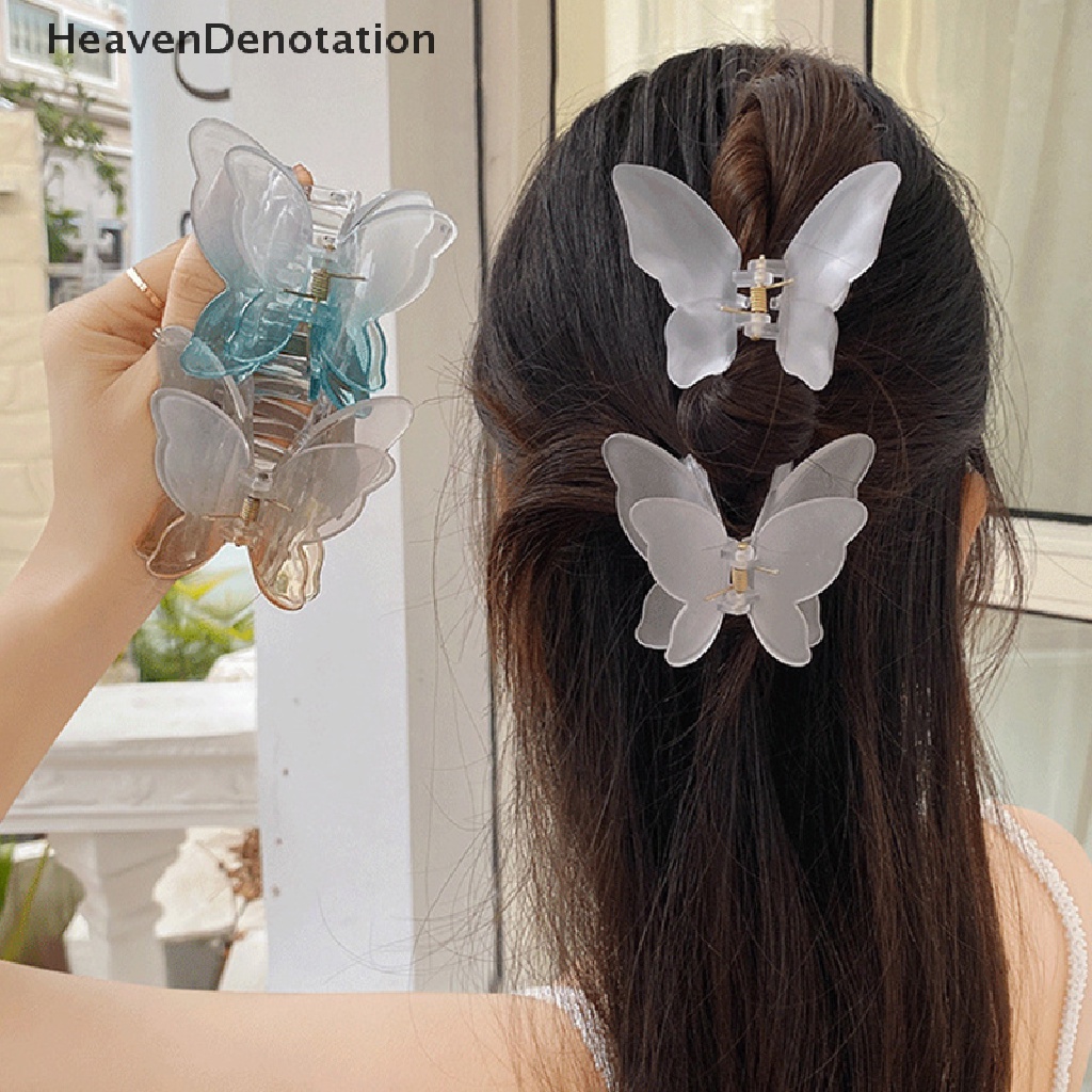 [HeavenDenotation] Double Layer Besar Kupu-Kupu Rambut Cakar Mode Permen Warna Gradien Tie-Dye Berwarna Styling Alat Jepit Gadis Hair Clip Aksesoris Rambut Wanita HDV