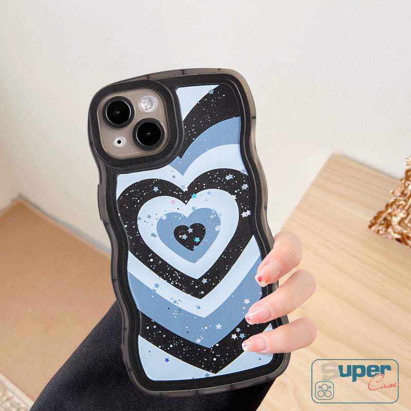 Bling Stars Case Untuk Realme C15 C55 C21Y 10 8i C25Y C12 9i 6i 5c33 C25 C30 C25s C11 8 8Pro C17 C20 C20A 9 9Pro+C3 7i 5i 7love Heart Wavy Edge Pattern Soft Silicon TPU Case