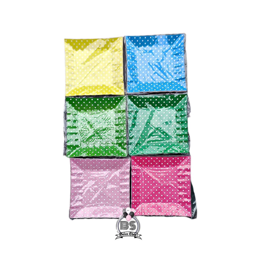 PIRING KUE | PIRING KERTAS KUE ULANG TAHUN KOTAK MOTIF POLKADOT KOTAK