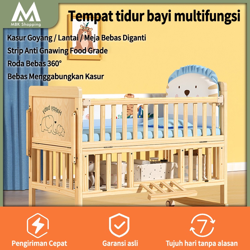 MBK Ready stock⚡️Tempat tidur bayi kayu /Tempat Tidur bayi set lengkap/bok bayi tempat tidu/Tempat t