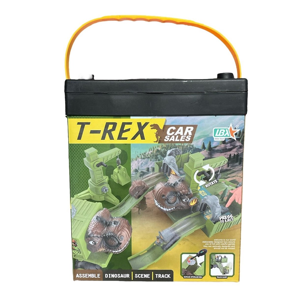 Mainan Anak T-REX CAR SALES Merakit Trek Adegan Dinosaurus Diecast Car