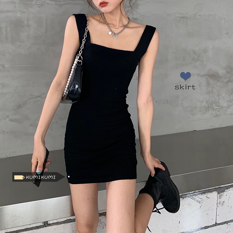 Red Gaun Hitam Wanita Musim Panas 2022 Baru Slim Temperamen Tanpa Lengan Rok Suspender Slim Fit Slim Hip Rok