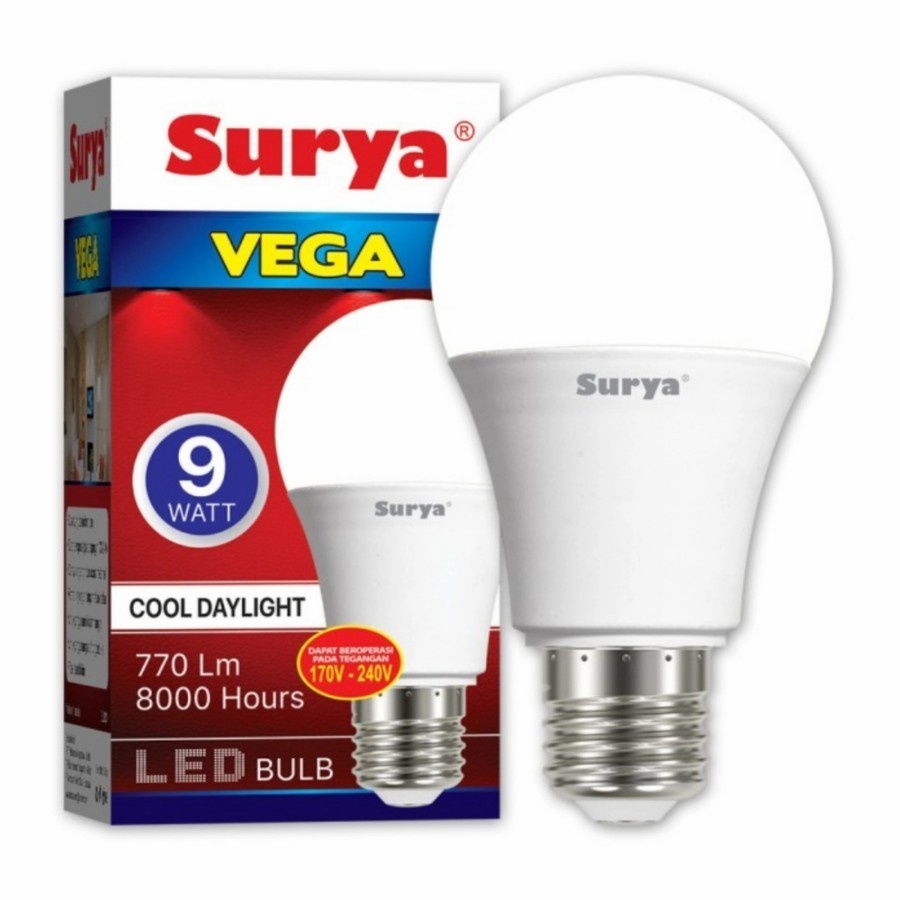 Lampu Led Bulb Surya Vega 9 Watt Cool Day Light Putih SNI Original