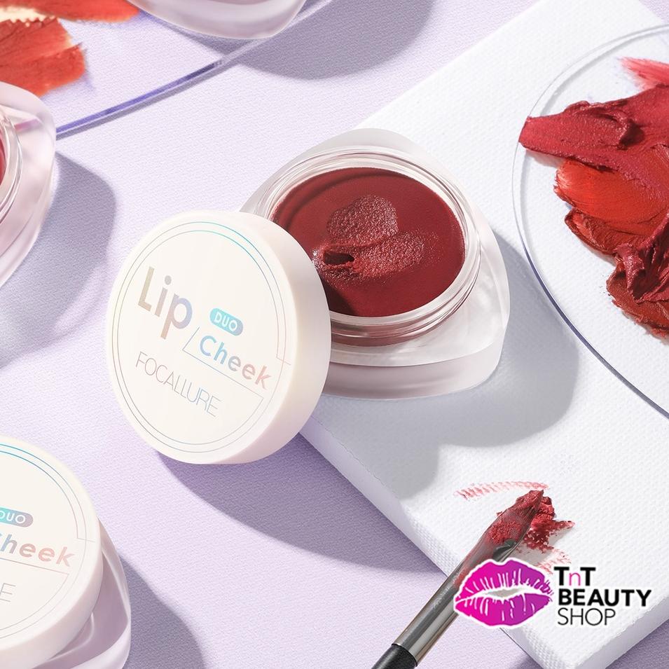 ➾ FOCALLURE Creamy Lip & Cheek Duo | Dual-use Lip Mud Lip clay & Velvet-hazy Matte Blush On - Makeup