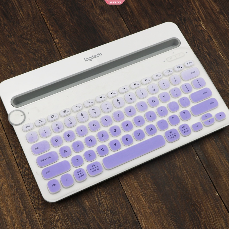 Besegad Fashion Colorful Laptop Silicone Keyboard Cover Skin Sticker Pelindung Untuk Keyboard Logitech K480 [ZXL]