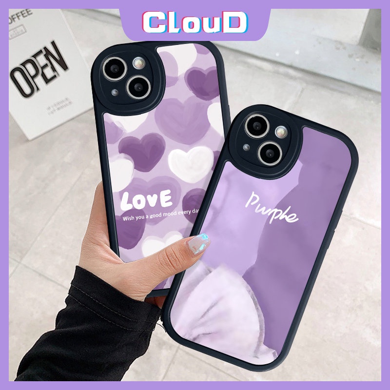 Couple Ins Lukisan Cat Minyak Case Realme C35 C30 C21Y C31 8Pro C17 C15 C2 C12 C25Y C25s GT C21 C11 Realme 5i 7i 8i 9i 56i 5 8 6s 6 C20A C3 C20 C17 Ungu Cinta Hati Lembut TPU Sarung