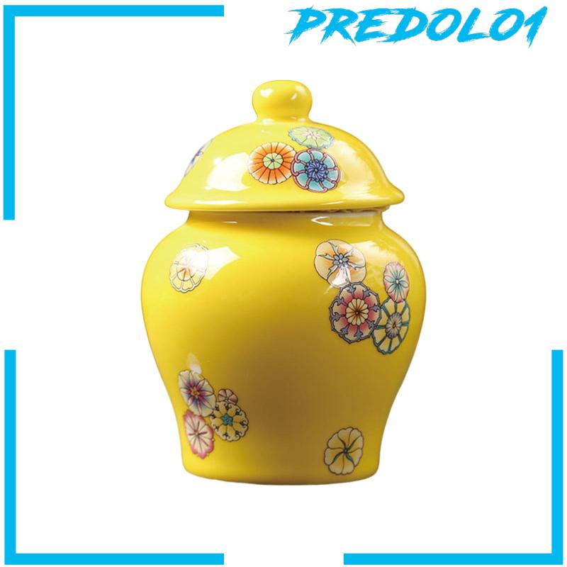 [Predolo1] Vas Guci Porcelain Dengan Tutup Handmade Untuk Ruang Makan Rumah Aksen Potongan