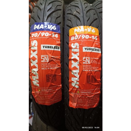 sepasang new ban tubles maxxis ma-v6, 70/90-14 &amp; 80/90-14. produk dijamin asli ori !!! free pentil !!!