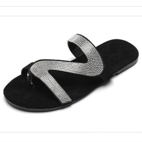 #Sisjuly# Sandal baru wanita sandal wanita sandal jepit dengan sandal jepit berlian mode dasar datar