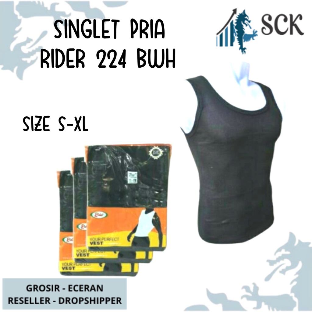 Kaos Dalam Pria RIDER 224 HITAM krah V / Kaos Blong RIDER T-Shirt Lifestyle R 224 Bwh Hitam - sckmenwear GROSIR