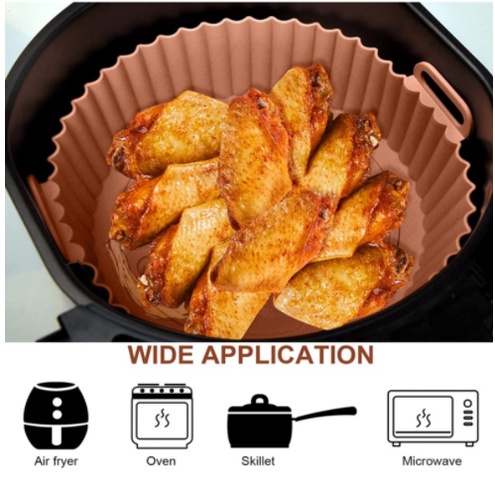 [Ready Stock] Round Air Fryer Silicone Pot Food Safe Oven Accessories Pizza Baking Tray