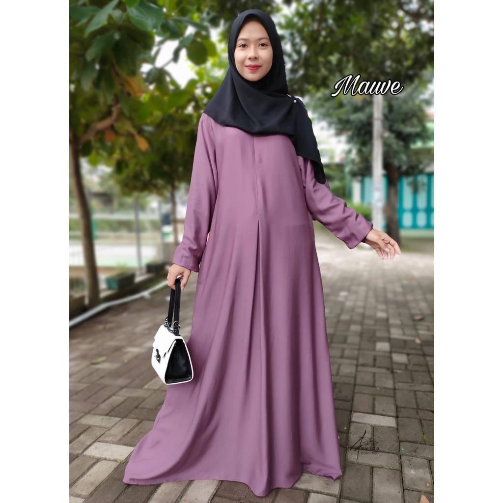 Dress lebaran simple Gamis Rayon Twill Size M L XL XXXL