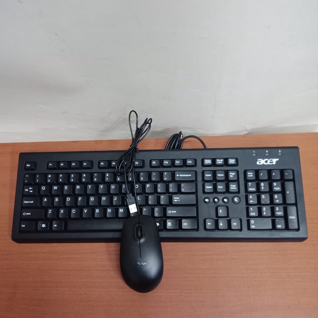 PAKET KEYBOARD + MOUSE ACER SLIM USB KABEL ORIGINAL BUILD UP LIKE NEW- MOUSE