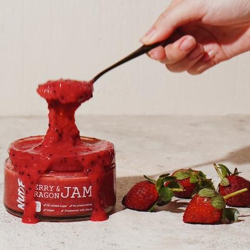 

☝ NUDE Berry & Dragon Jam Sugar Free Strawberry (Selai) Keto Friendly / Diet,Vegan, Gluten Free Spread ➫