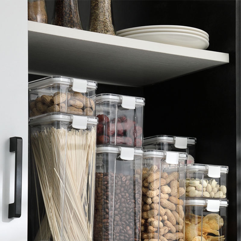 (SATUAN) Toples Snack Akrilik Tutup Putih Penyimpanan Makanan Sebaguna Putih Kedap Udara Tempat Penyimpanan Cereal Toples Kotak Bening Kontainer Makanan