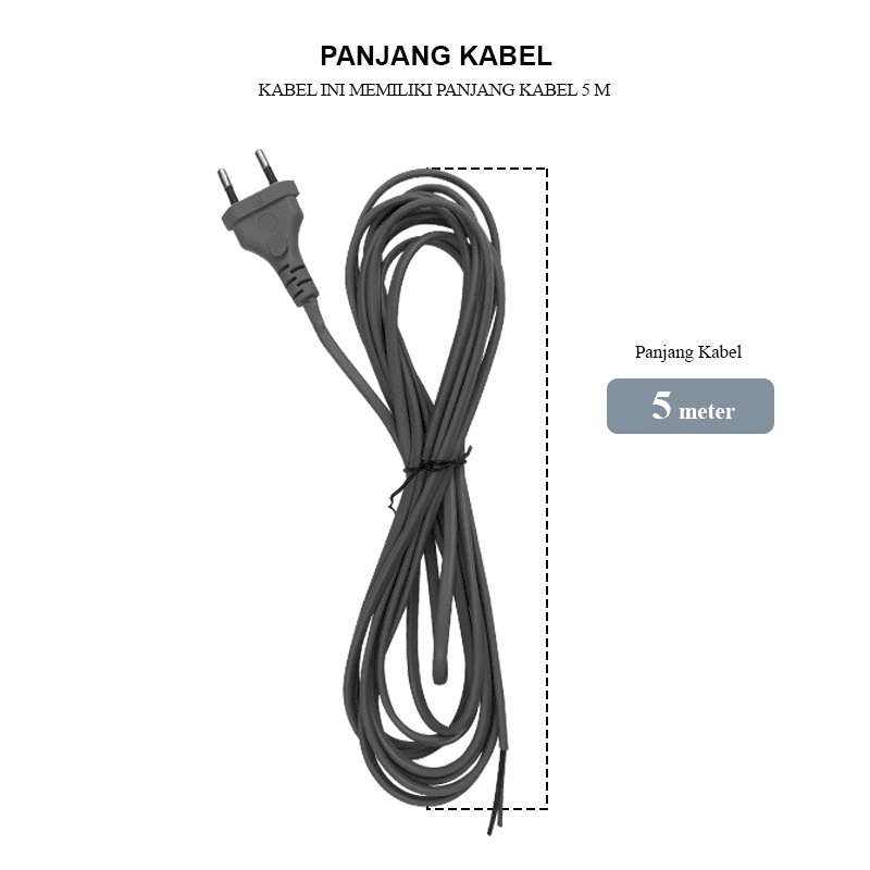 5M ASLI TEMBAGA KABEL POWER / KABEL AC 220V / KABEL BUNTUNG / KABEL LISTRIK Kabel Sambungan + Colokan Listrik Panjang 5M