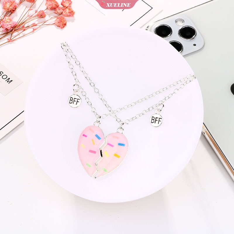 2 Pcs/set Cinta Magnetik Atraksi Pasangan Kalung Persahabatan Jantung Liontin Berbentuk Wajah Kalung Hadiah Hari Valentine Perhiasan [ZXL]