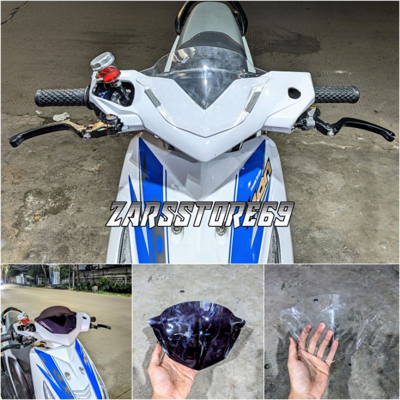 visor beat karbu warna bening dan smoke - windshield motor