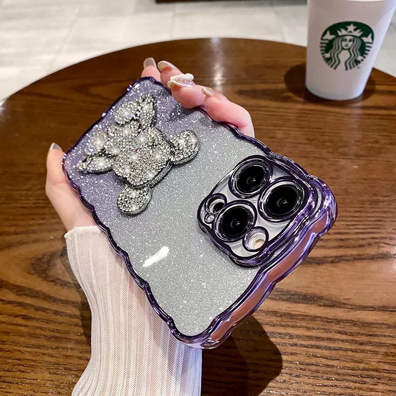 Luxury Creative Diamond Cub Case iPhone 14 Pro Max Case13 11 Pro Max12 14 Plus Promax Tertutup Penuh Shockproof Bening Penutup Belakang