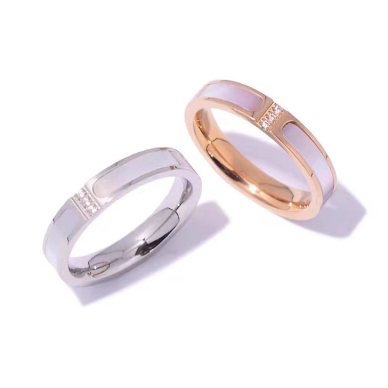 Cincin Berlian Mutiara Putih Rose Gold 18K Anti Alergi Untuk Pasangan