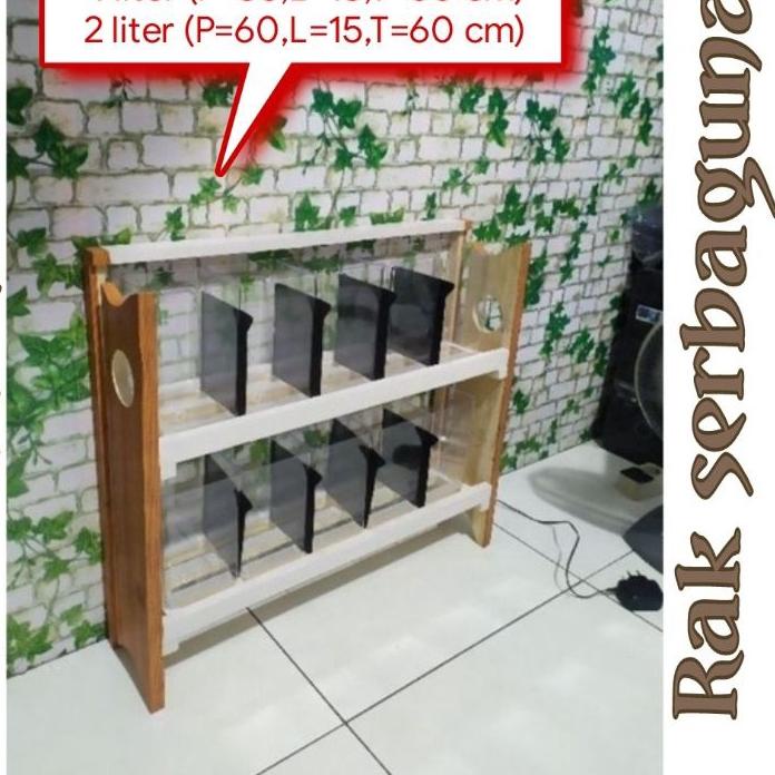 ➾ rak cupang/Guppy + LED strip minimalis, rak buku, rak multifungsi,rak soliter 2 liter,rak soliter 