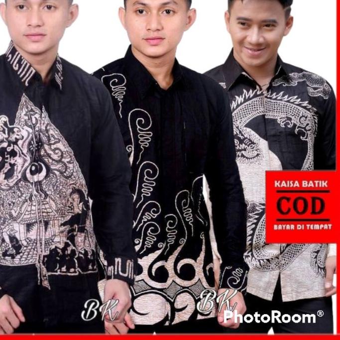 ( Bisa Cod ) Baju Batik Kemeja Pria lengan Panjang Lengan Pendek Baju Atsan pria Modern Untuk Anak R