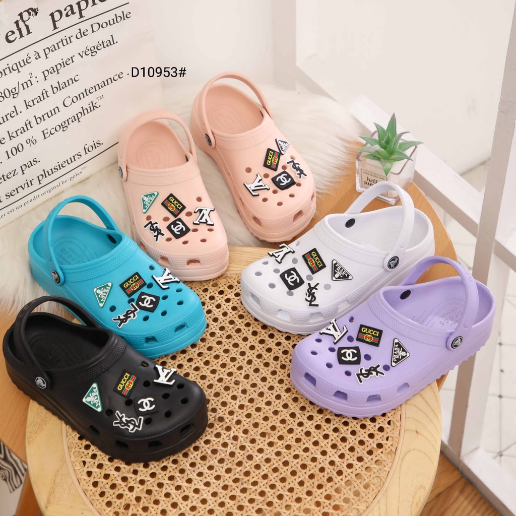 Fashion Crocs Classic Bae Clog Stud Logo For Women Slip Sandals  D10953