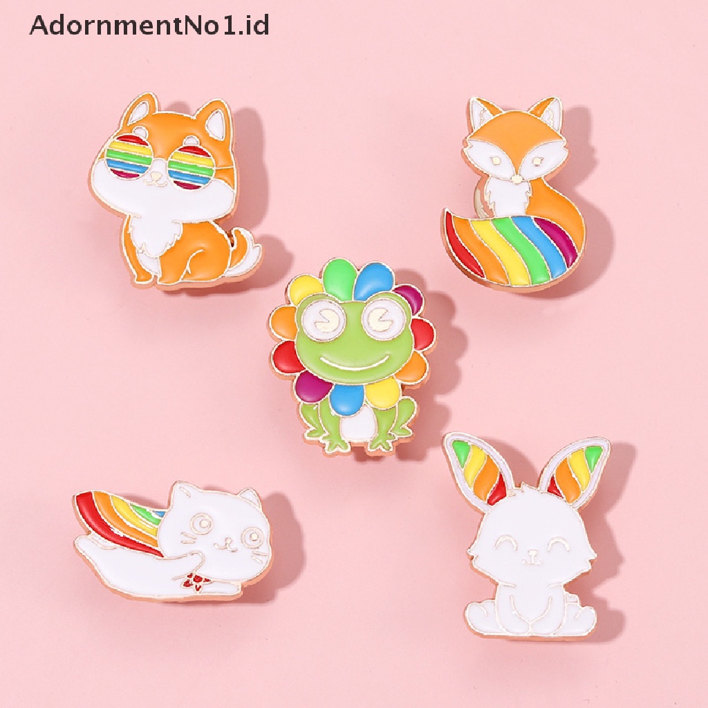 [AdornmentNo1] Hujan Hewan Lucu Enamel Pin Anjing Rubah Kucing Kelinci Kodok Bros Kerah Lencana Ransel Karton Lencana Hadiah Perhiasan Hadiah [ID]