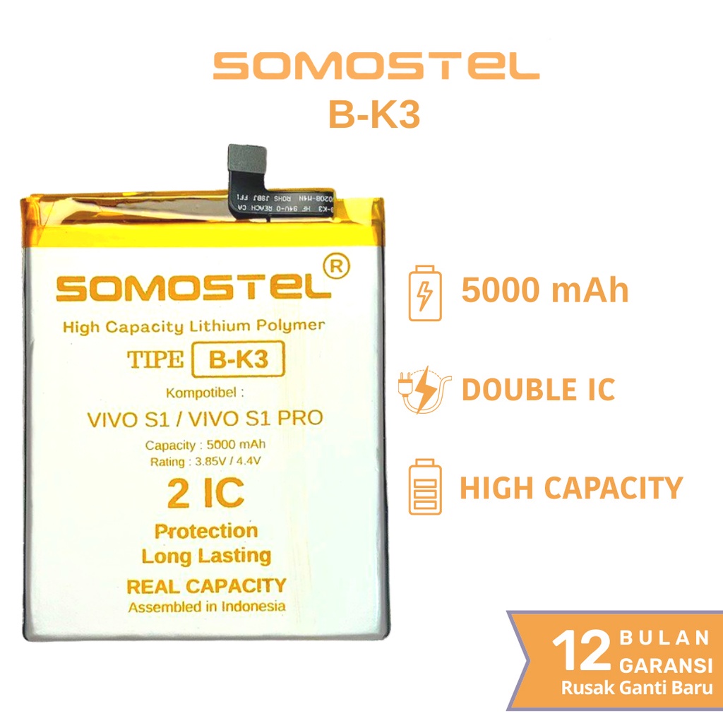 Somostel - B-K3 Vivo S1 / S1 Pro Batre Batrai Baterai