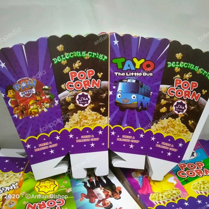 

isi 100 Lembar kertas popcorn 12 x 6 4 gambar sablon 4 warna