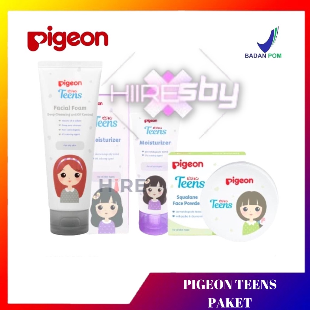 PIGEON TEENS Paket Kulit Berminyak Anti Acne - 3pcs ( Deep Oil 40ml & Moisturizer 20gr & Bedak Tabur