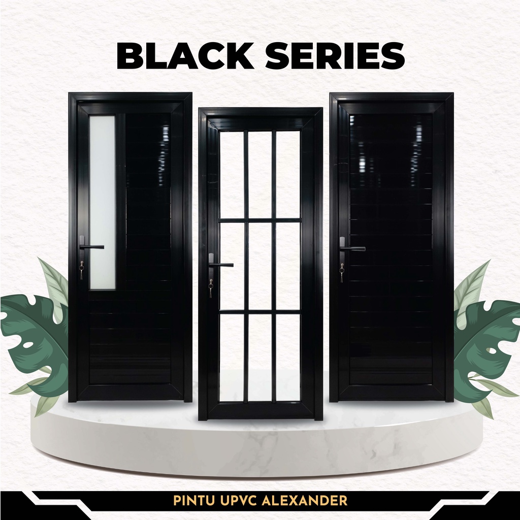 PINTU UTAMA KAMAR MANDI UPVC HITAM BLACK SERIES