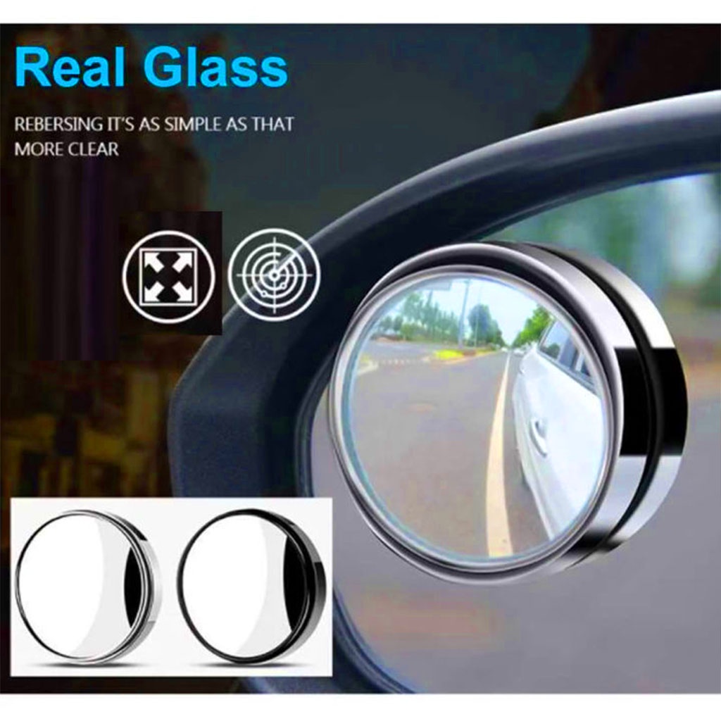 2 Pcs Blind Spot Mirror Kaca Spion Kecil Bulat Mobil Motor - Blindspot Mirror Set Kaca Spion Bulat Kaca Bulat Tambahan Spion Isi 2