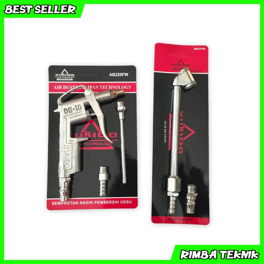 PAKET HEMAT !!! Air Chuck + Air Duster Alat Pengisi Angin Ban Motor Mobil 2 Kepala Coupler Neple alat semprot angin pembersih debu kompresor paket tambal ban