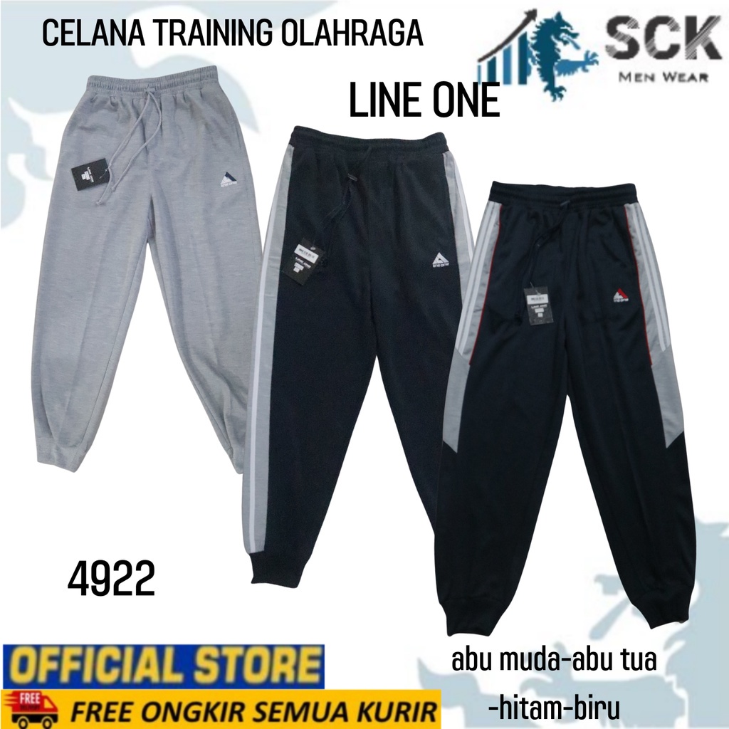 Celana Panjang Training Jogger Line One 4894 4896 4901 4922 Bawah KERUT / Celana Jogging Olahraga / Celana Lari - sckmenwear GROSIR