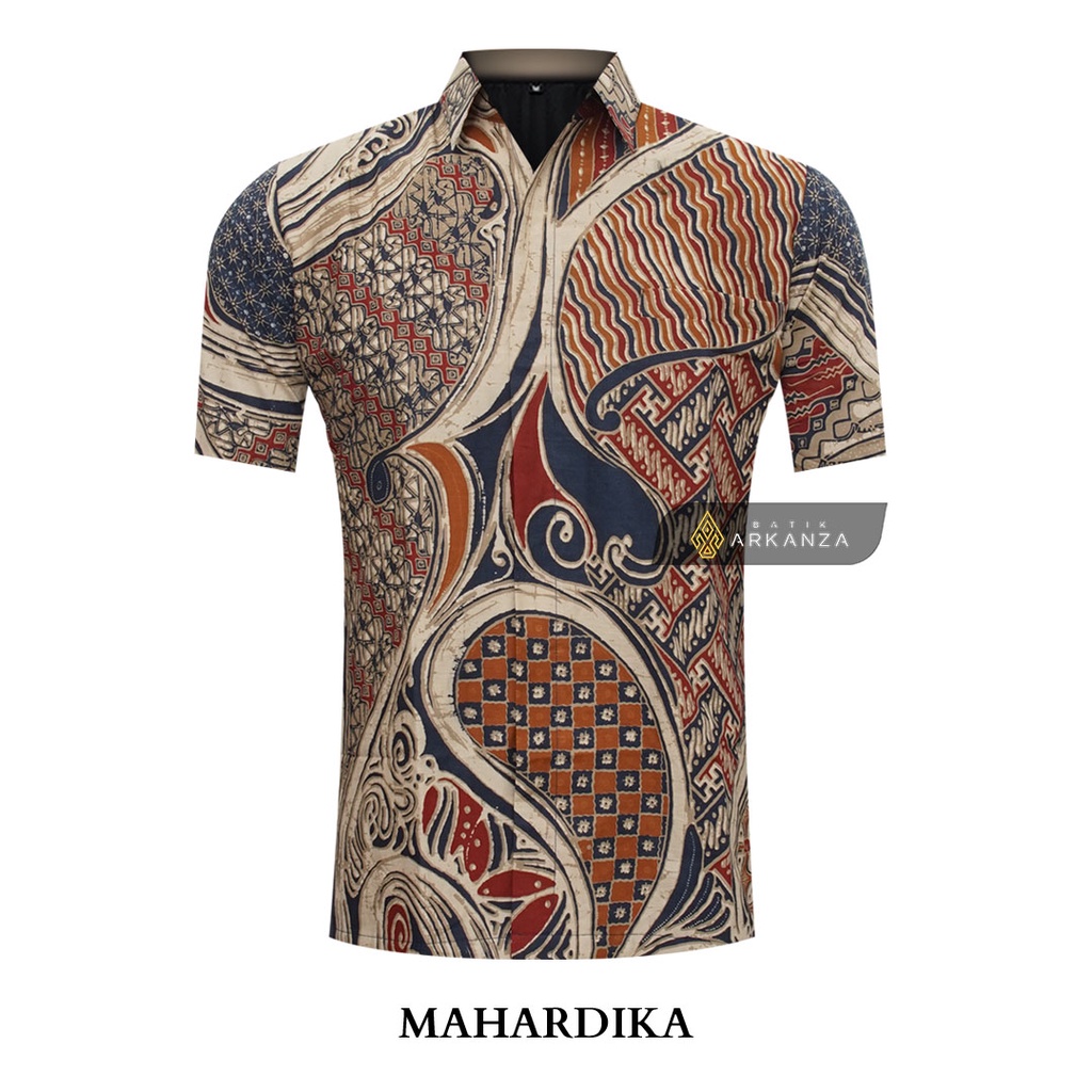 BATIK ARKANZA Motif MAHARDIKA Hem Atasan Kemeja Baju Batik Premium Pria Cowok Laki Laki Slimfit Full Lapis Furing Tangan Lengan Panjang Lengan Pendek Original Asli Solo Laweyan