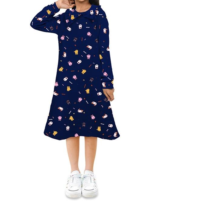➣ Ulikids Baju Dress Anak Turun Naik Motif Kartun Kekinian ➲