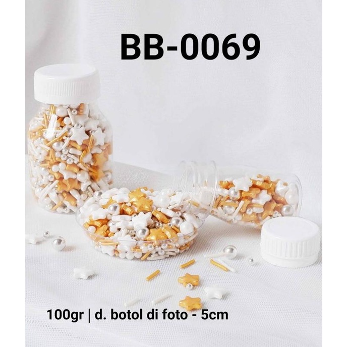 

BB-0069 Sprinkles sprinkle sprinkel 100 gram bintang mutiara emas