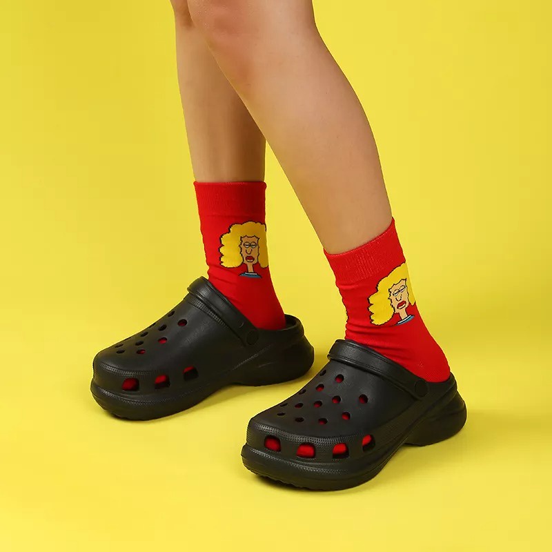 Sandal Wanita Slip On Baim Fuji Polos Viral Jibbitz Sandal CROCS Cewek Sandal Cewek Selop Wedges Platform Phylon Stiker 3D Warna