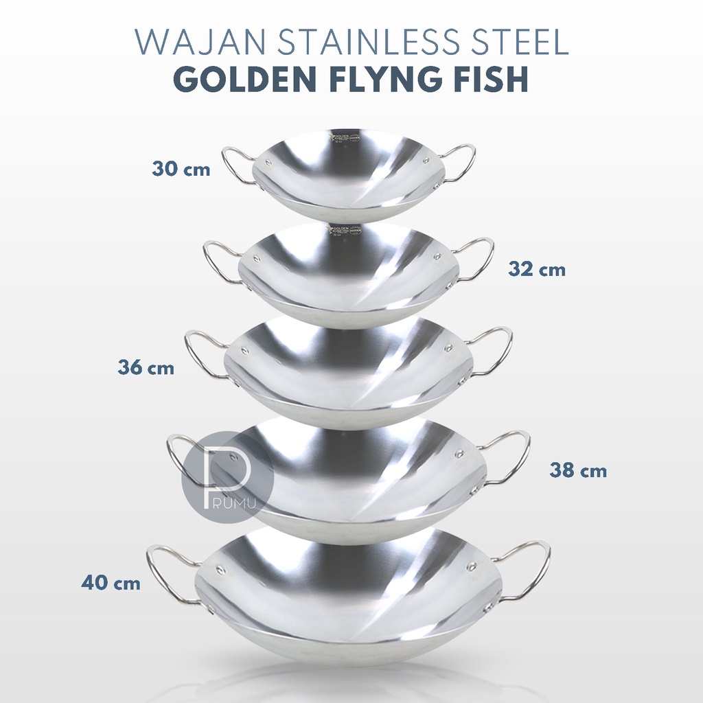 Wajan Stainless Steel - Kuali - Wajan Harden - Wajan Anti Lengket - Wajan Golden Flying Fish